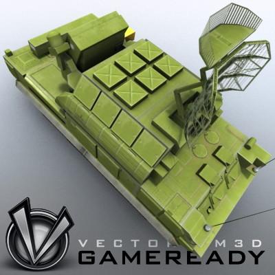 3D Model of Game-ready model of modern Russian/Chinese SAM TOR-M1 (SA-15 Gauntlet) with two RGB textures (2048x2048 and 1024x512) and one RGBA (512x512) texture for radar. - 3D Render 0